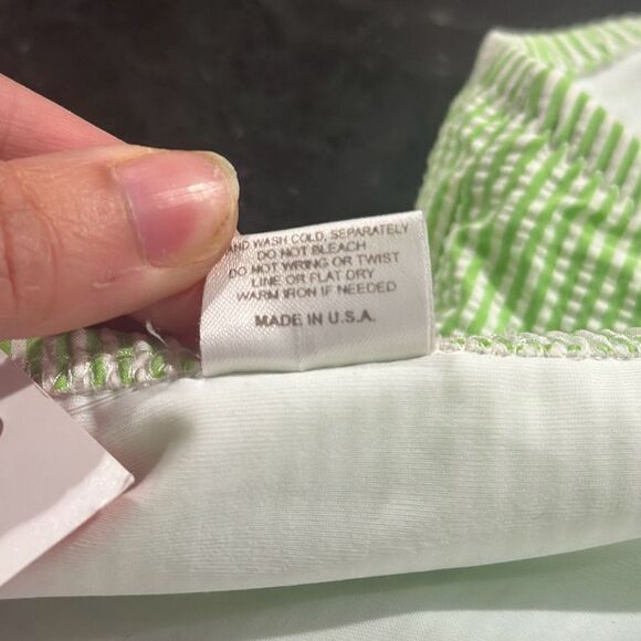 NWT Lisa Curran Green White Stripe Ivy High Waist Bikini Bottom Size Medium - Picture 7 of 7
